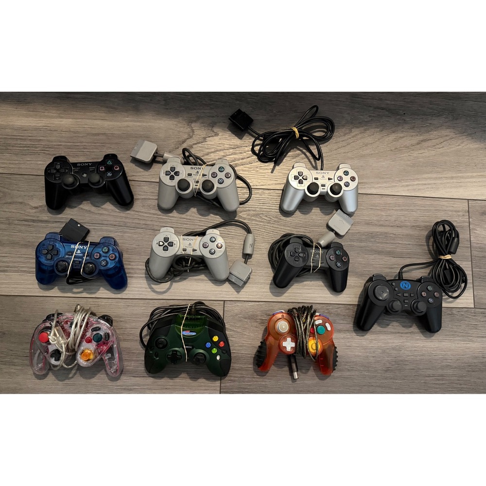 Mixed Video Game Controller Lot Sony PS2 DualShock 2 Xbox Gamester GameCube 10pc